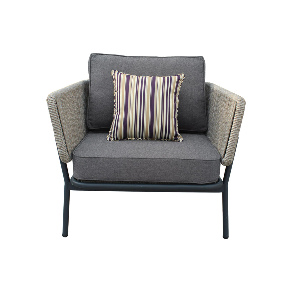 Suntide - Outdoor Grey Fabric + Beige Rattan + Grey Acacia Sofa Set - View 4