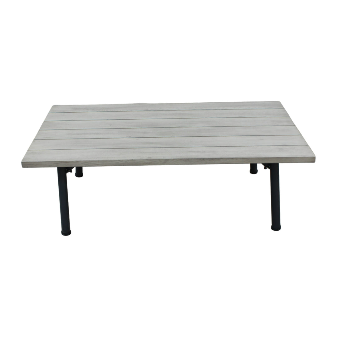Suntide - Outdoor Grey Fabric + Beige Rattan + Grey Acacia Sofa Set
