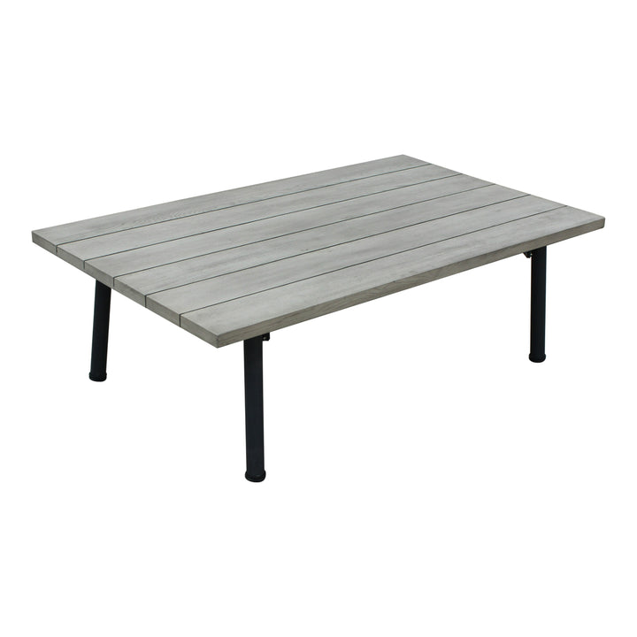 Suntide - Outdoor Grey Fabric + Beige Rattan + Grey Acacia Sofa Set