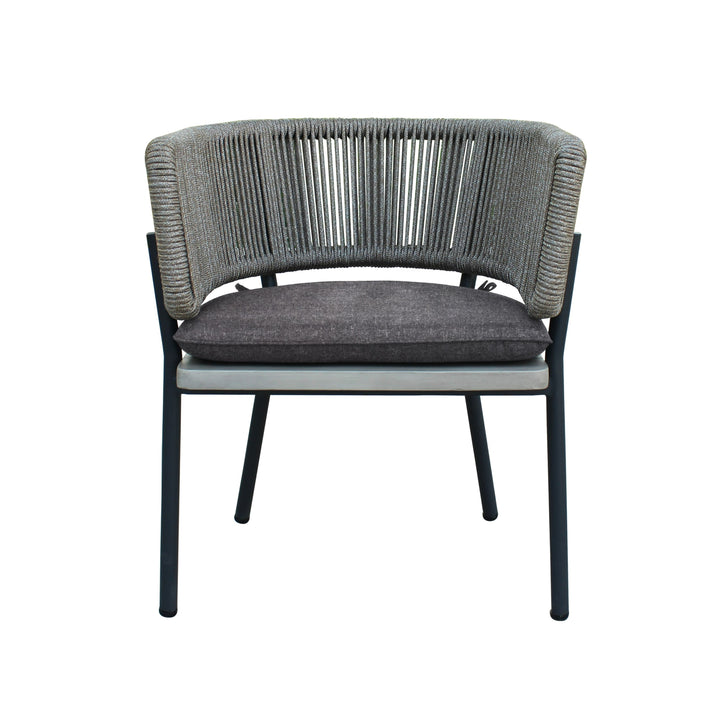 Suntide - Outdoor Grey Fabric + Grey Acacia + Beige Rattan Dining Set