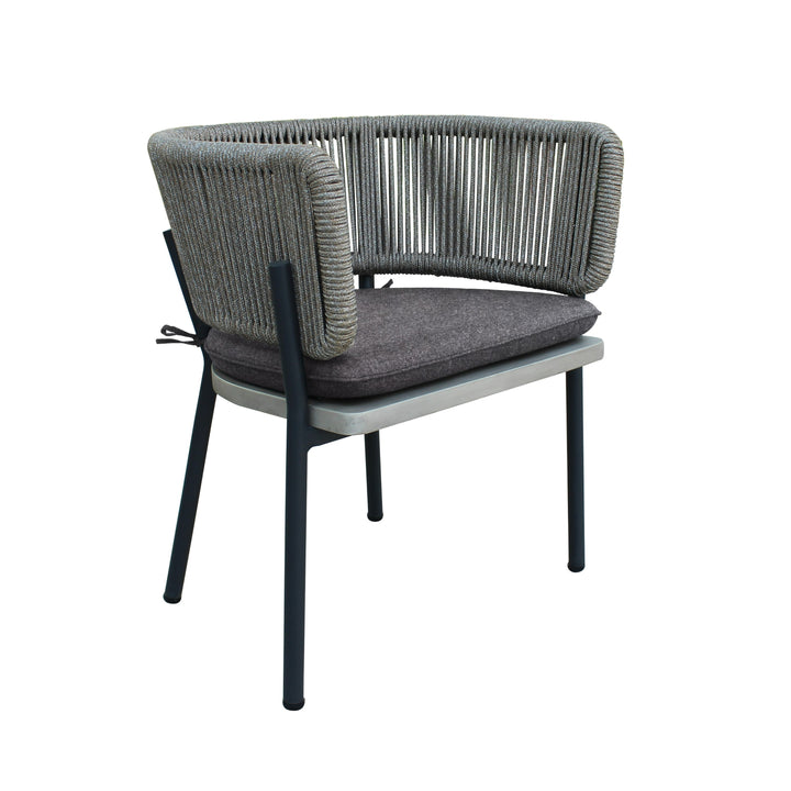 Suntide - Outdoor Grey Fabric + Grey Acacia + Beige Rattan Dining Set