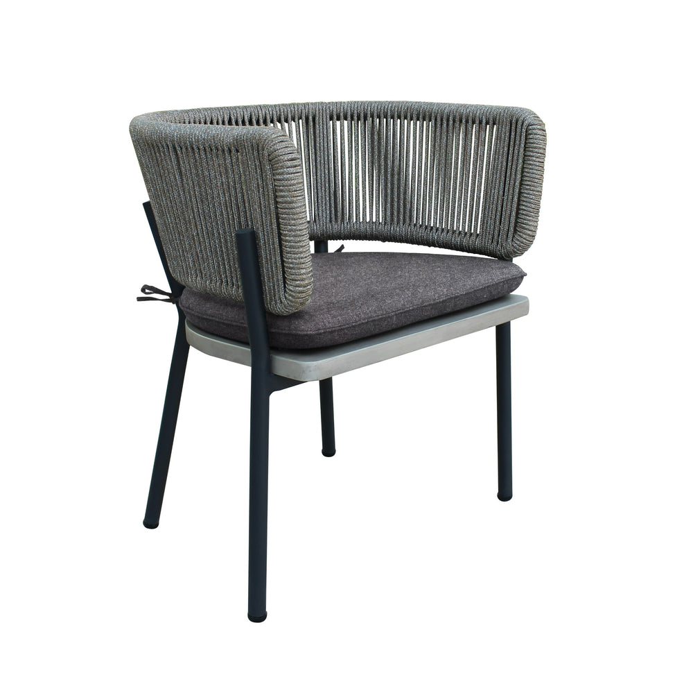 Suntide - Outdoor Grey Fabric + Grey Acacia + Beige Rattan Dining Set - View 5