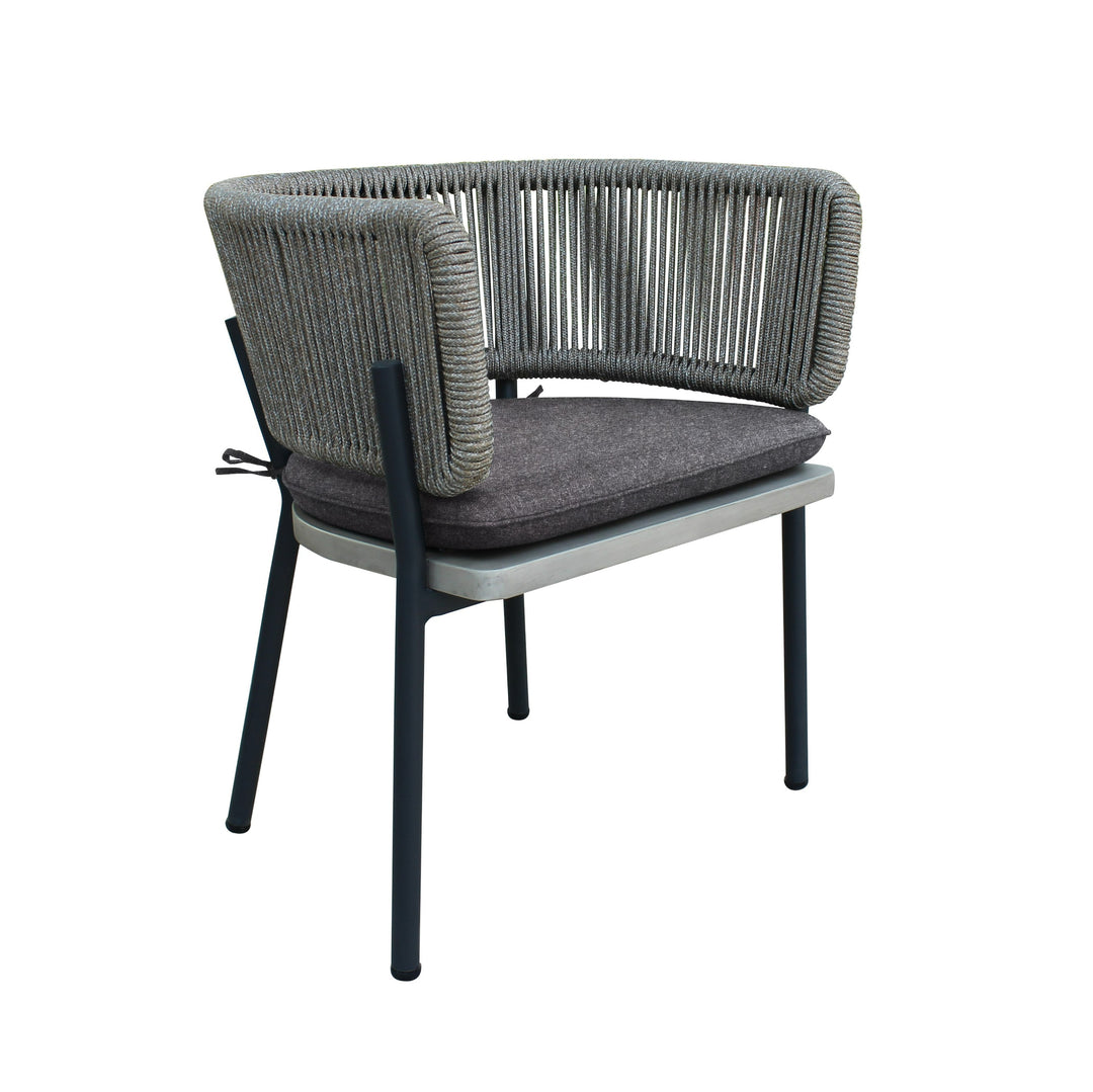 Suntide - Outdoor Grey Fabric + Grey Acacia + Beige Rattan Dining Set