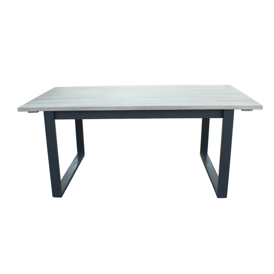 Suntide - Outdoor Grey Fabric + Grey Acacia + Beige Rattan Dining Set