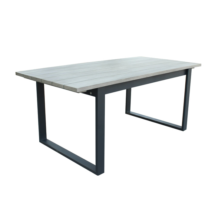 Suntide - Outdoor Grey Fabric + Grey Acacia + Beige Rattan Dining Set