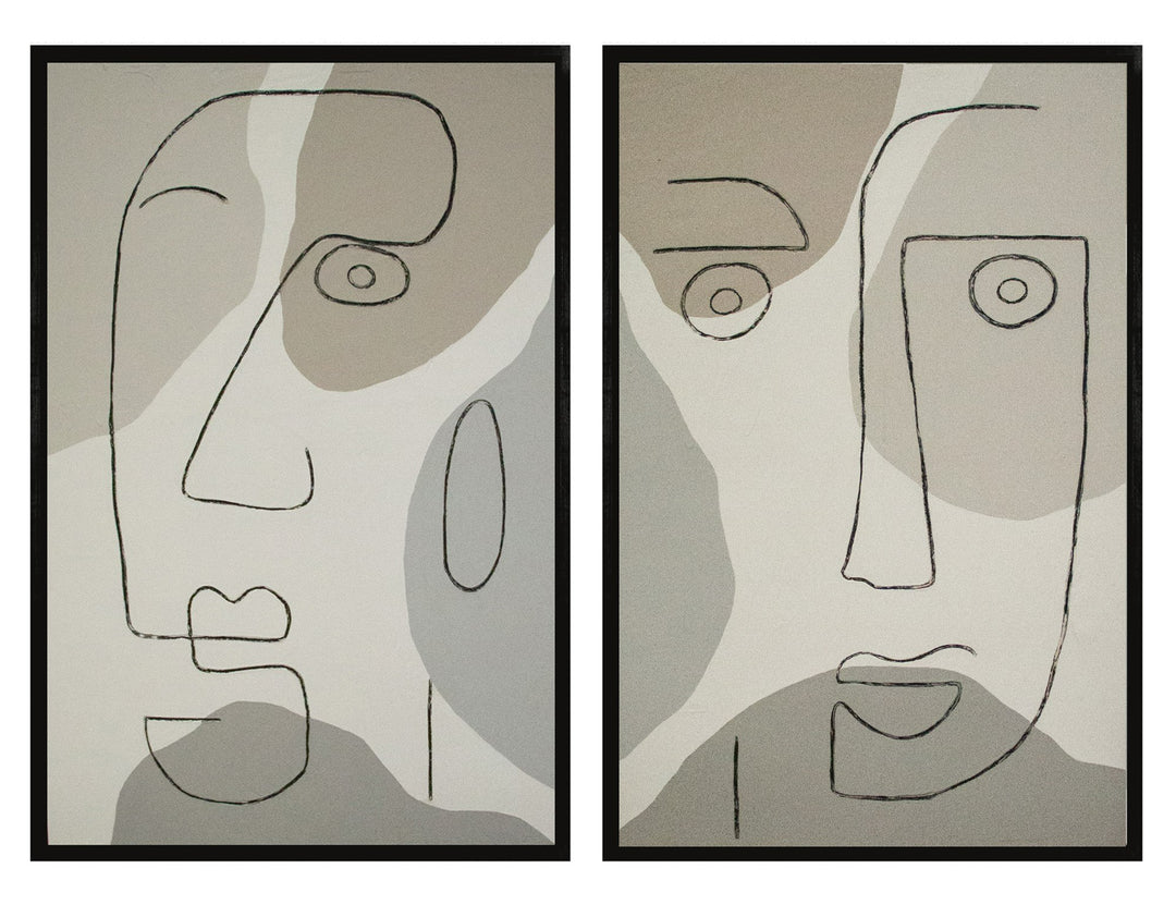 Faces Silhouette - Modern Painting Set of 2