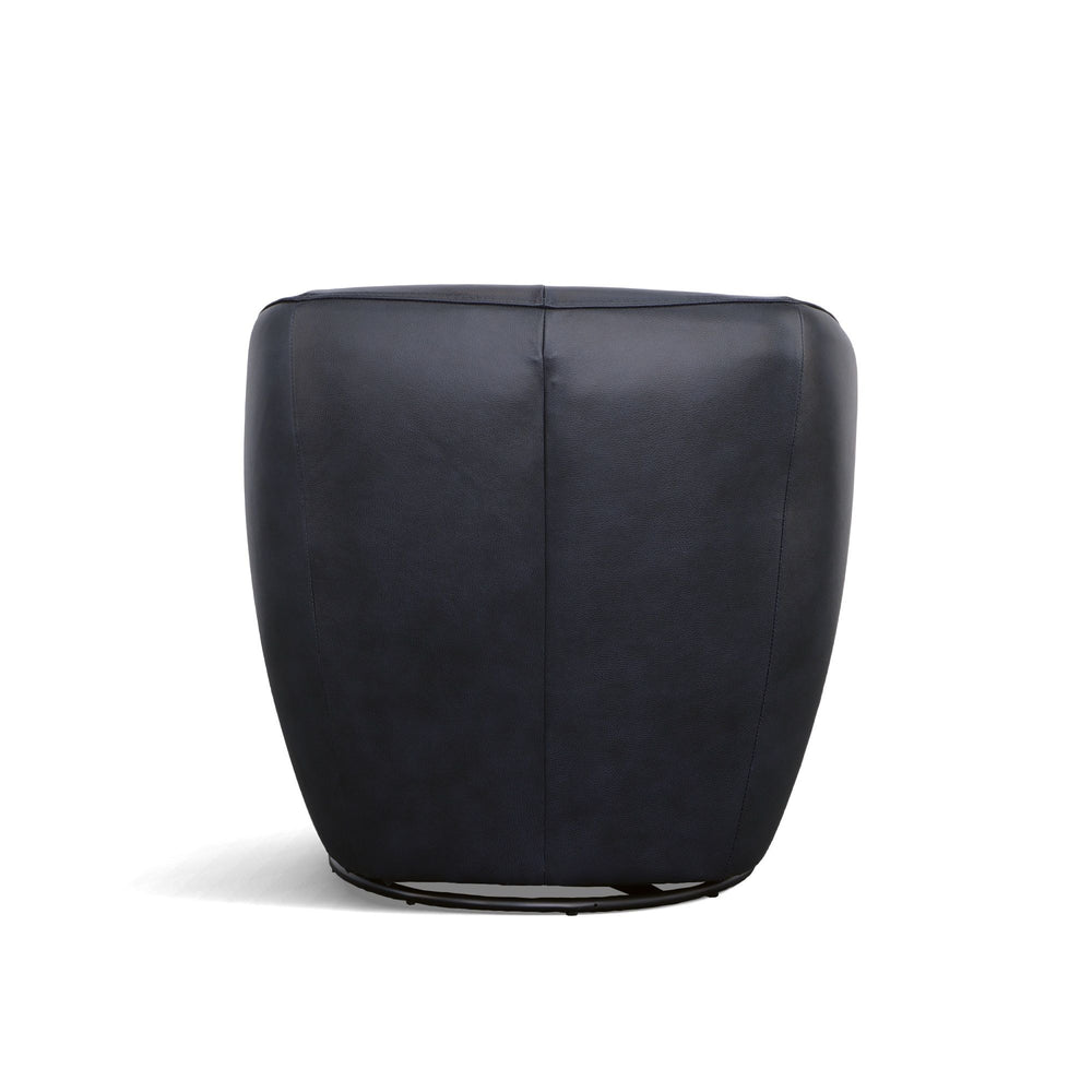 Wade Leather Swivel Chair in Midnight