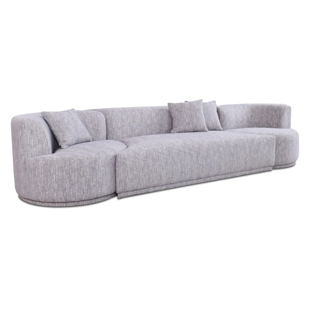 Beau - Modern Light Grey Fabric Sectional Sofa With 2 Swirling Chair - View 2