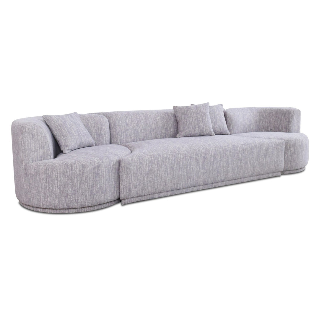 Beau - Modern Light Grey Fabric Sectional Sofa With 2 Swirling Chair