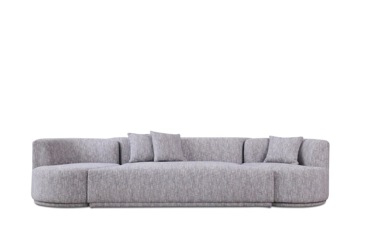 Beau - Modern Light Grey Fabric Sectional Sofa With 2 Swirling Chair