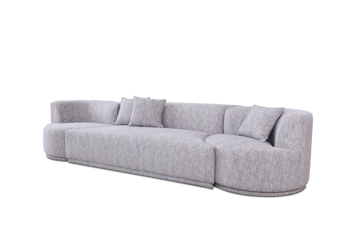 Beau - Modern Light Grey Fabric Sectional Sofa With 2 Swirling Chair