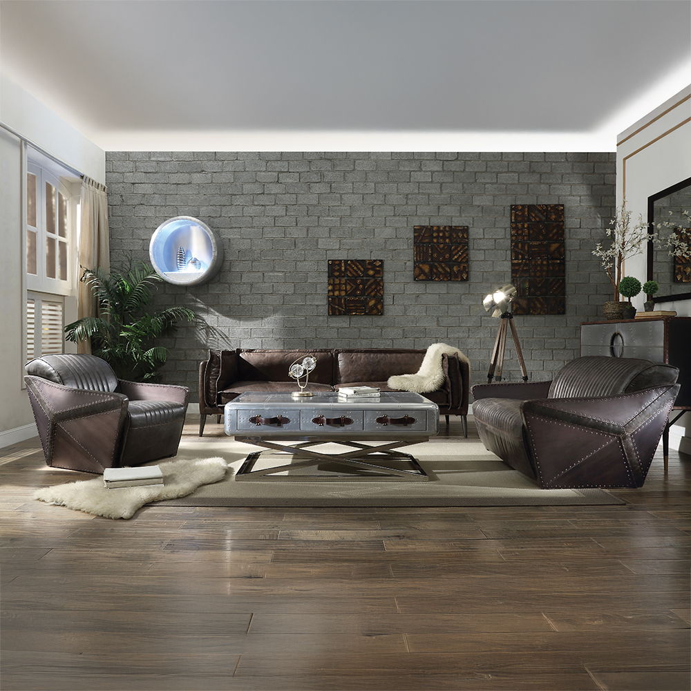 Brancaster - Console Cabinet - Top Grain Leather & Aluminum