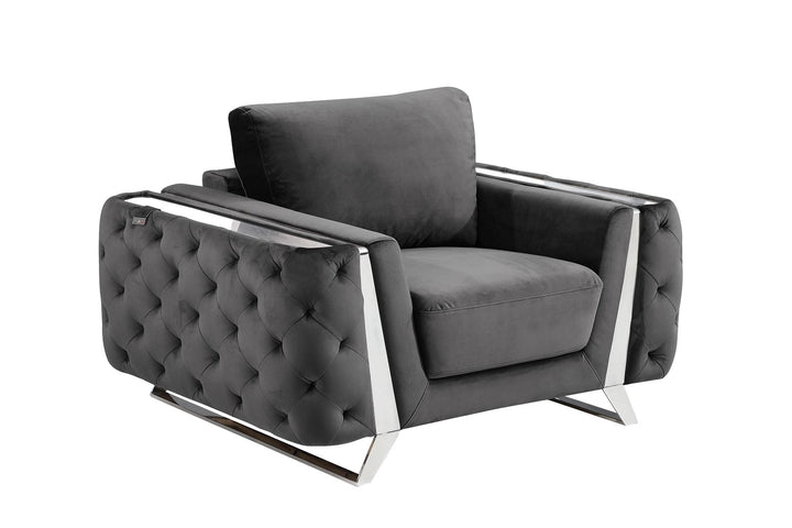 DivanItalia 1051 Chair in Velvet Fabric - Dark Gray