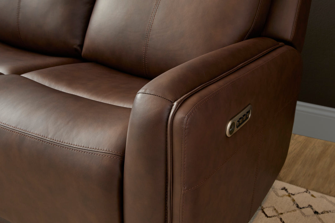 Flexsteel 1158-63GL-94671 Alister  Power Gliding Sofa With Power Headrests & Lumbar  Burnt Umber