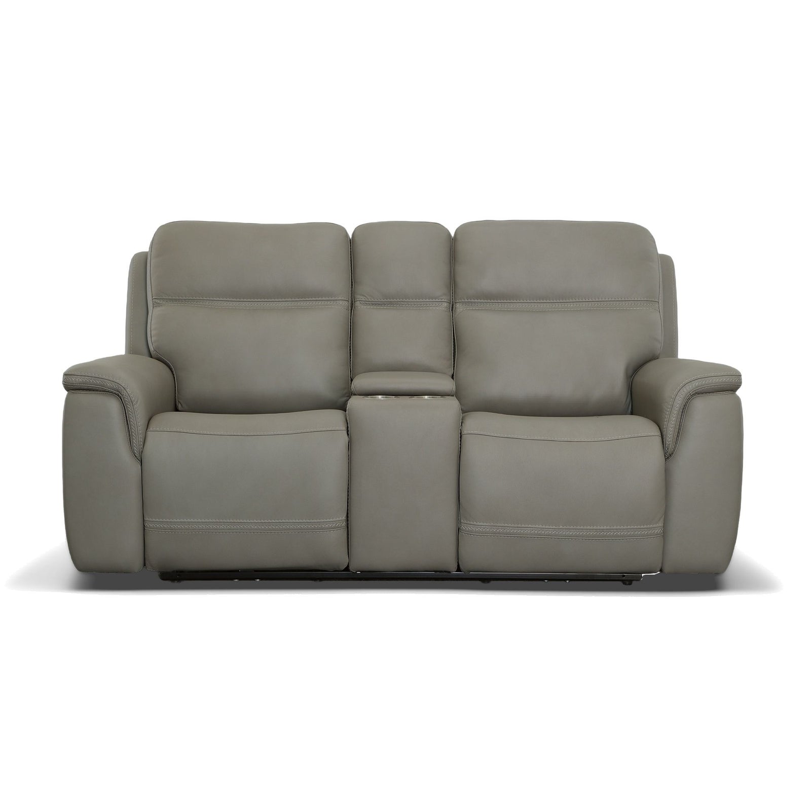 Sawyer Leather Pwr Recl Loveseat w/ Console, Pwr Hdrsts, Lumbar in Grey
