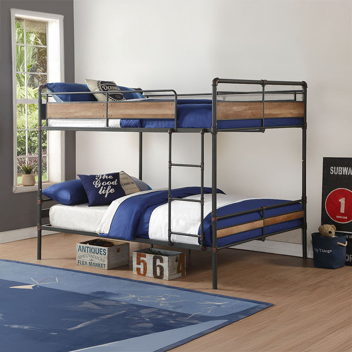 Brantley II - Double Queen Bunk Bed - Sandy Black & Dark Bronze Hand-Brushed