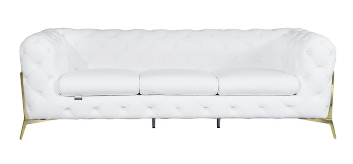 DivanItalia 970 Italian Leather White Leather Sofa and Two Chair Set