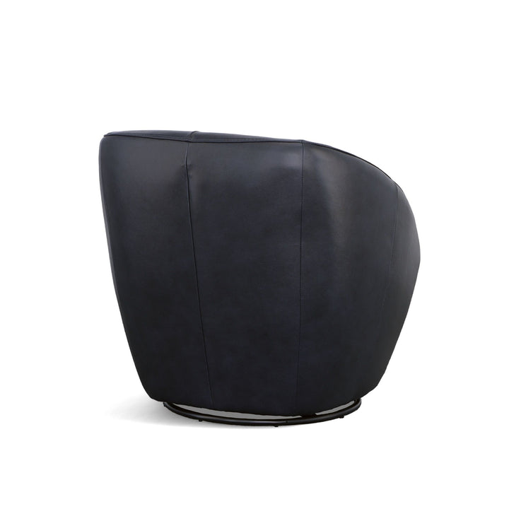 Wade Leather Swivel Chair in Midnight