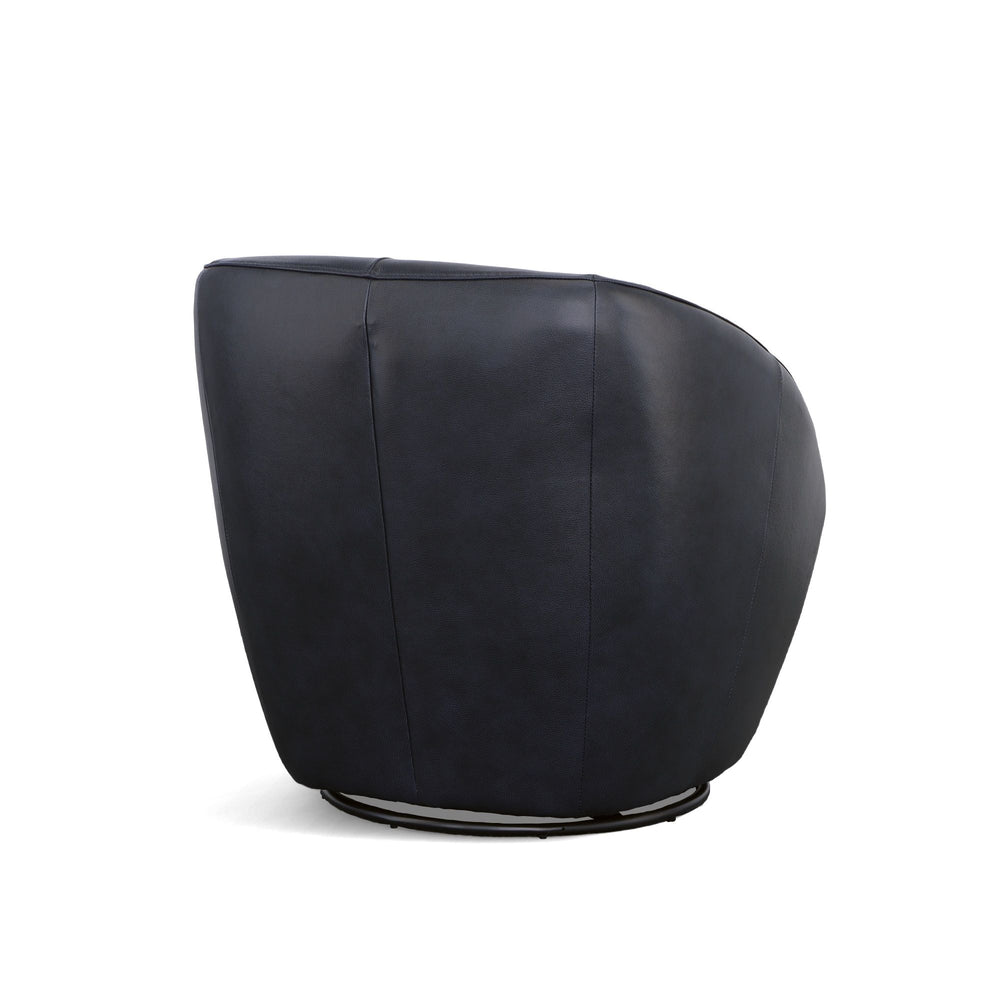 Wade Leather Swivel Chair in Midnight