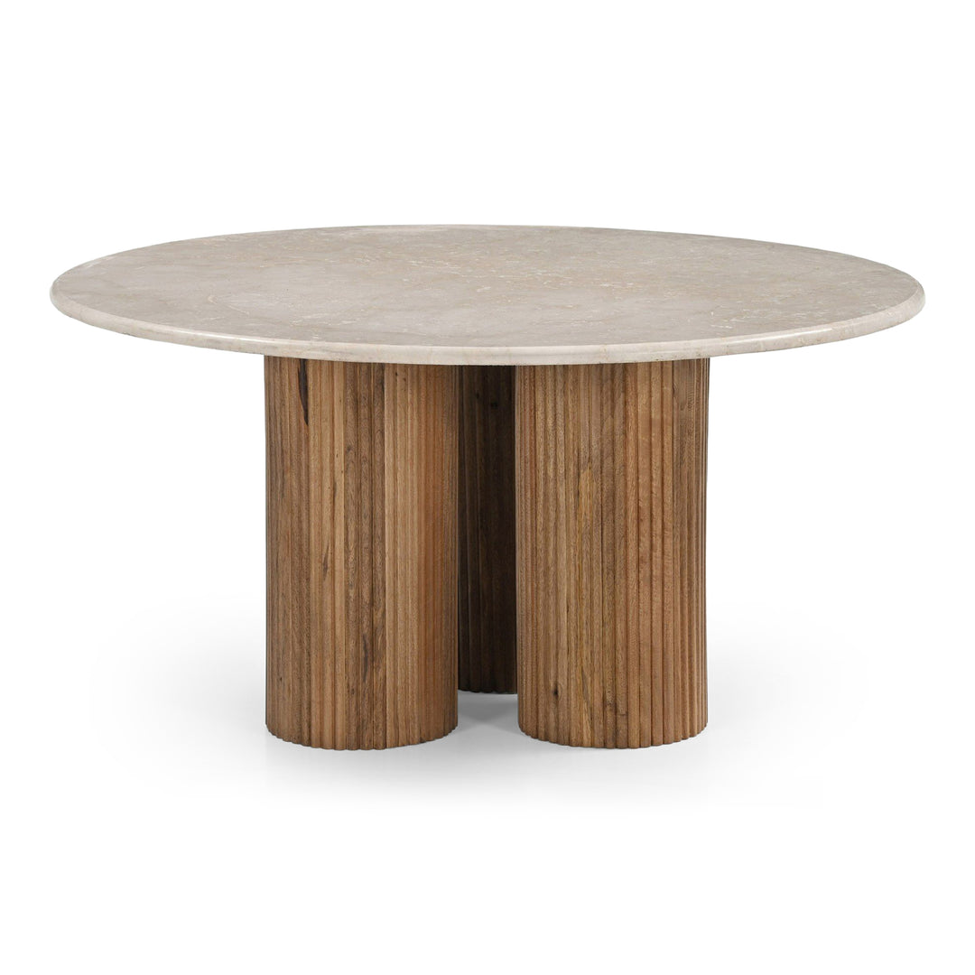 Hayden - Modern Marble + Wood Round Coffee Table