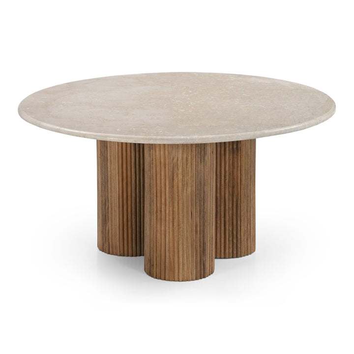 Hayden - Modern Marble + Wood Round Coffee Table