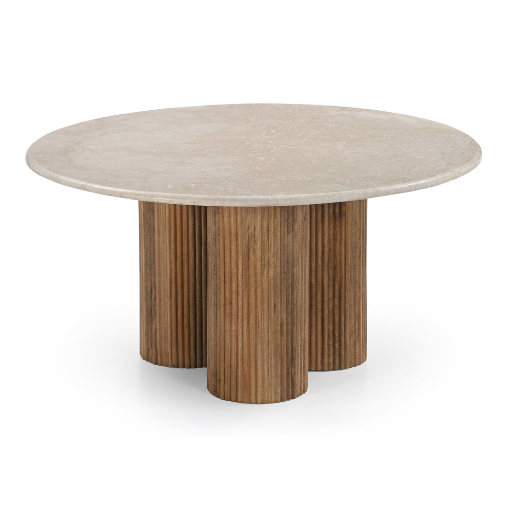 Hayden - Modern Marble + Wood Round Coffee Table - View 3