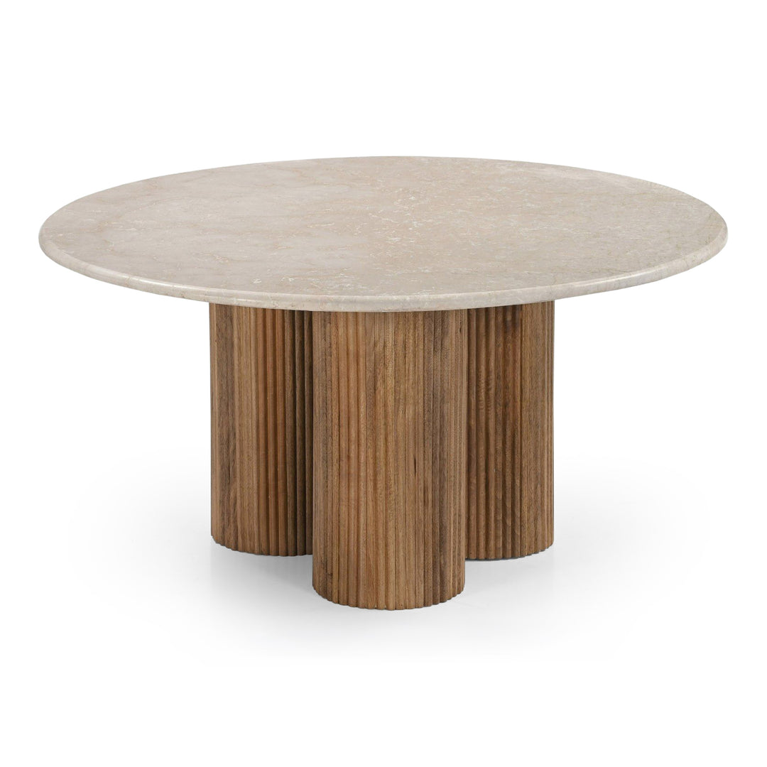 Hayden - Modern Marble + Wood Round Coffee Table