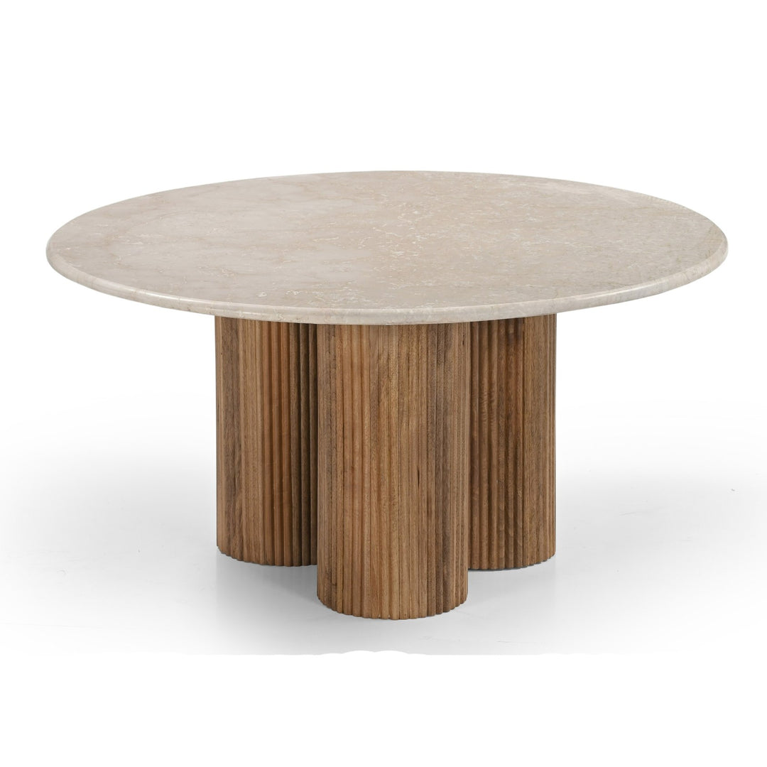 Hayden - Modern Marble + Wood Round Coffee Table