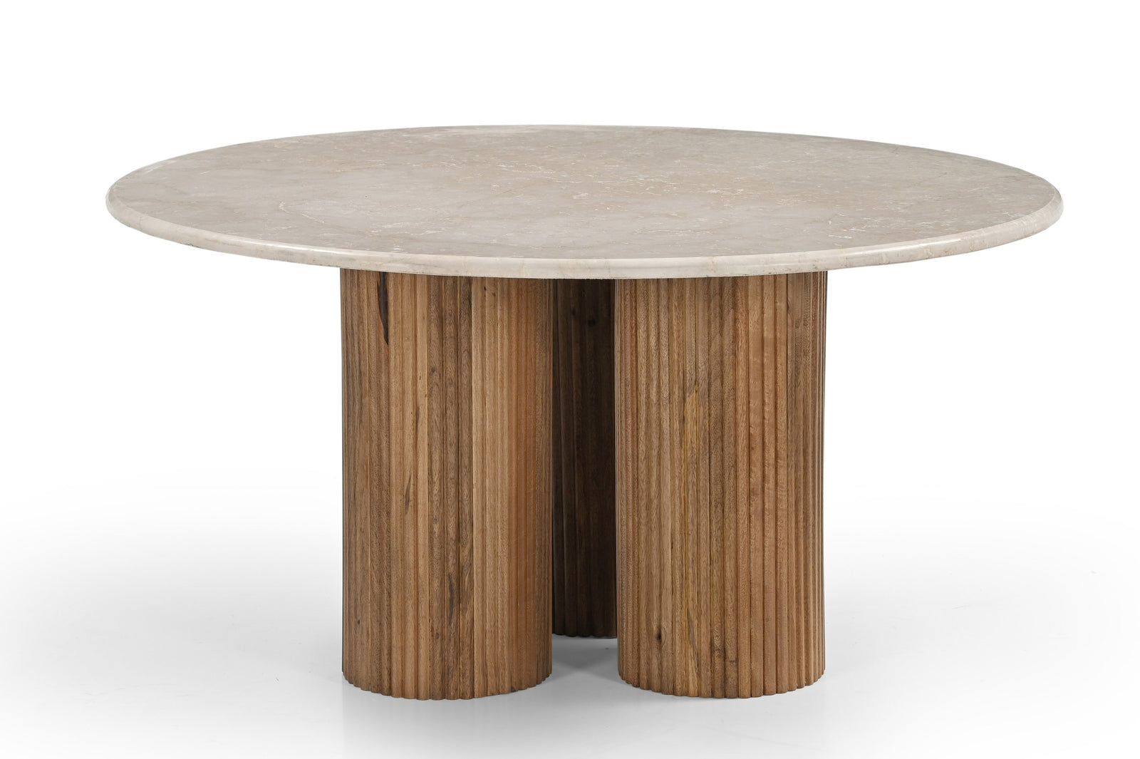 Hayden - Modern Marble  Wood Round Coffee Table