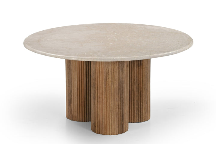 Hayden - Modern Marble  Wood Round Coffee Table