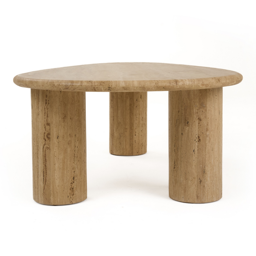 Gracemont - Modern Travertine Marble Freeform Coffee Table
