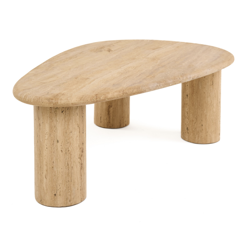 Gracemont - Modern Travertine Marble Freeform Coffee Table - View 2
