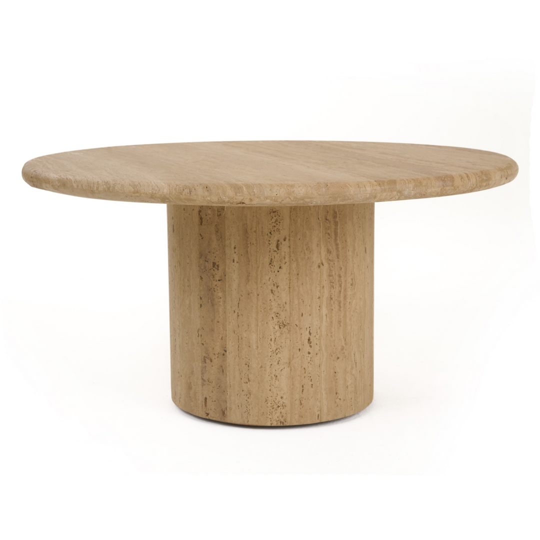Lavaca - Modern Travertine Marble Round Coffee Table