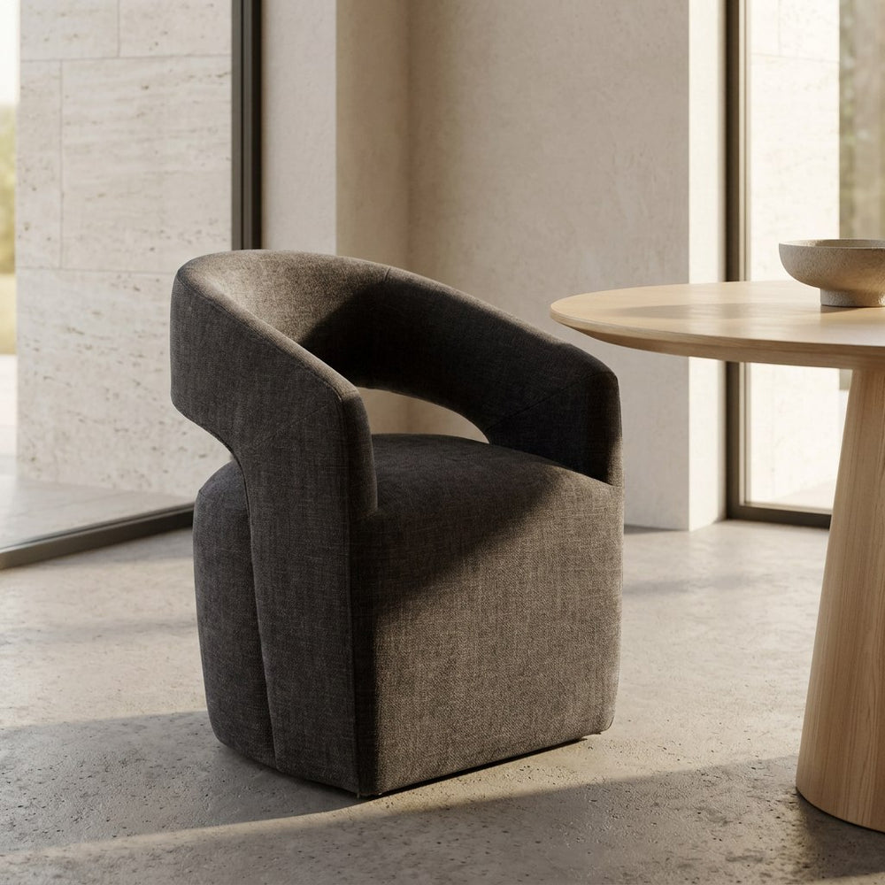 Angie - Modern Dark Grey Fabric Dining Chair - View 10