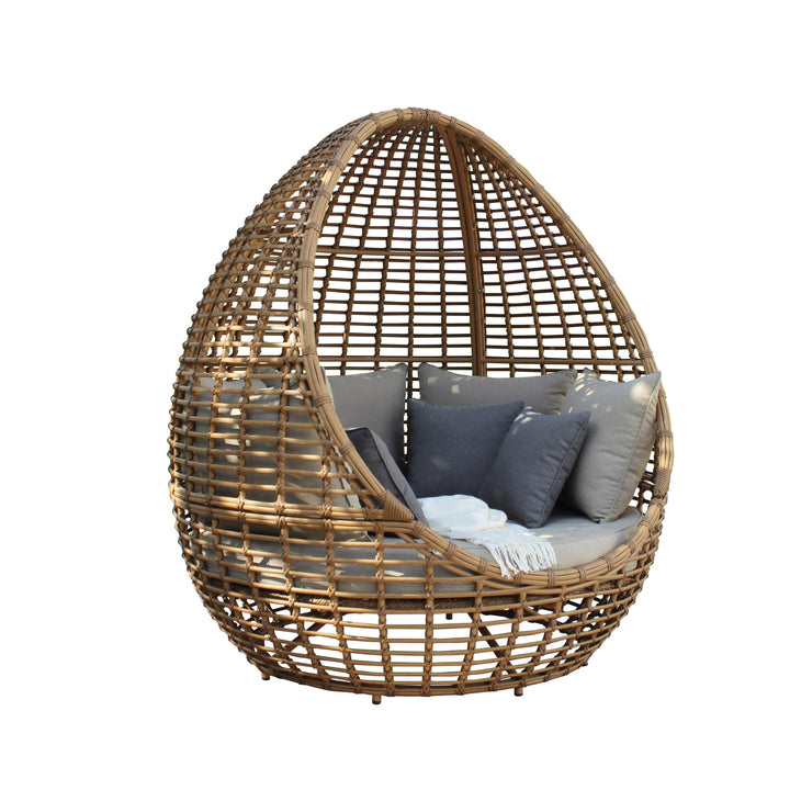 Cocoon Mini  Outdoor Beige + Wicker Lounge Bed