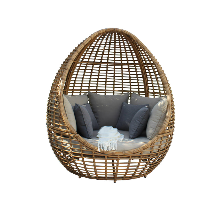 Cocoon Mini - Outdoor Beige + Wicker Lounge Bed