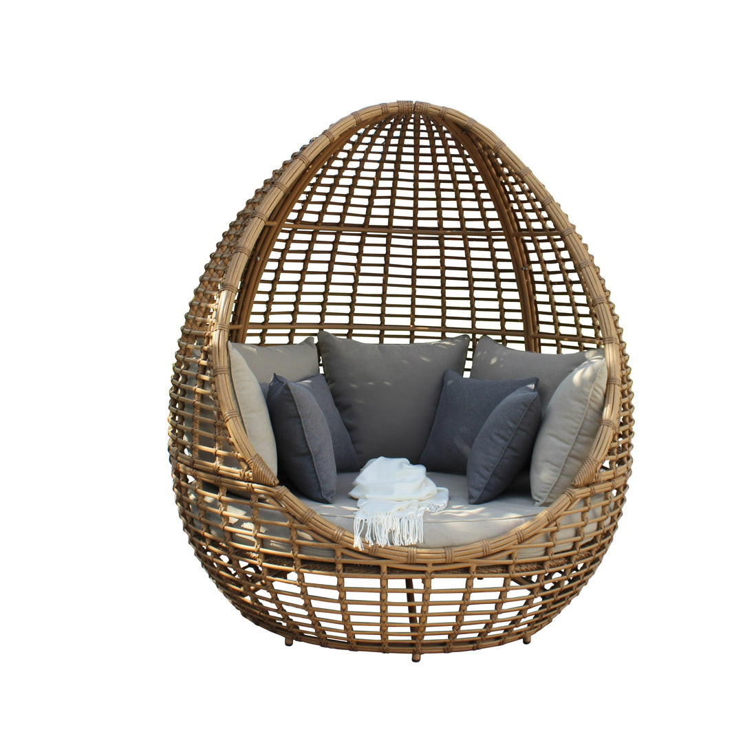 Cocoon Mini - Outdoor Beige + Wicker Lounge Bed