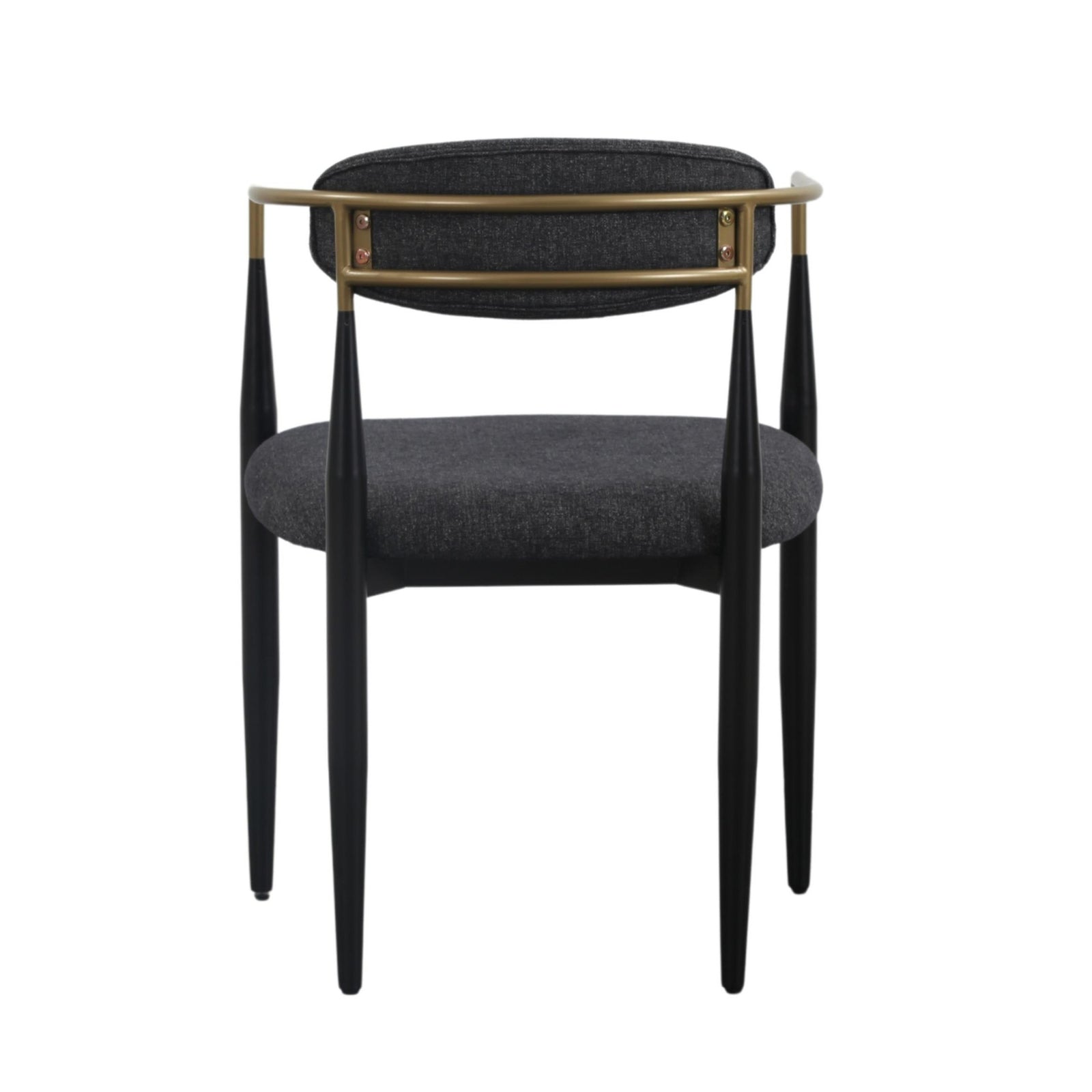 Buchtel - Mid-Century Modern Dark Grey  Gold Arm  Black Dining Chair