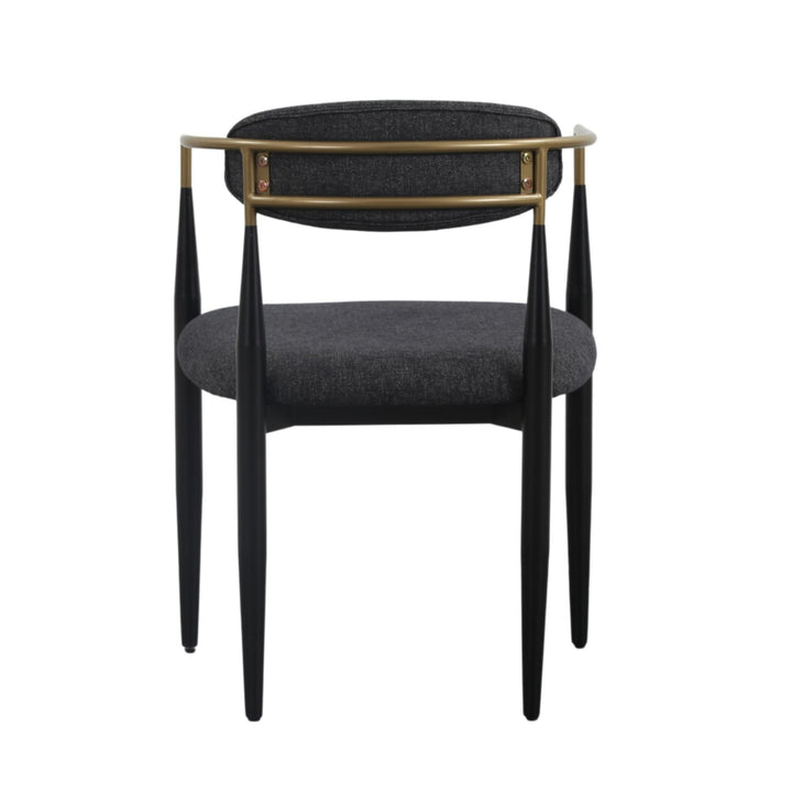 Buchtel  Mid-Century Modern Dark Grey + Gold Arm + Black Dining Chair
