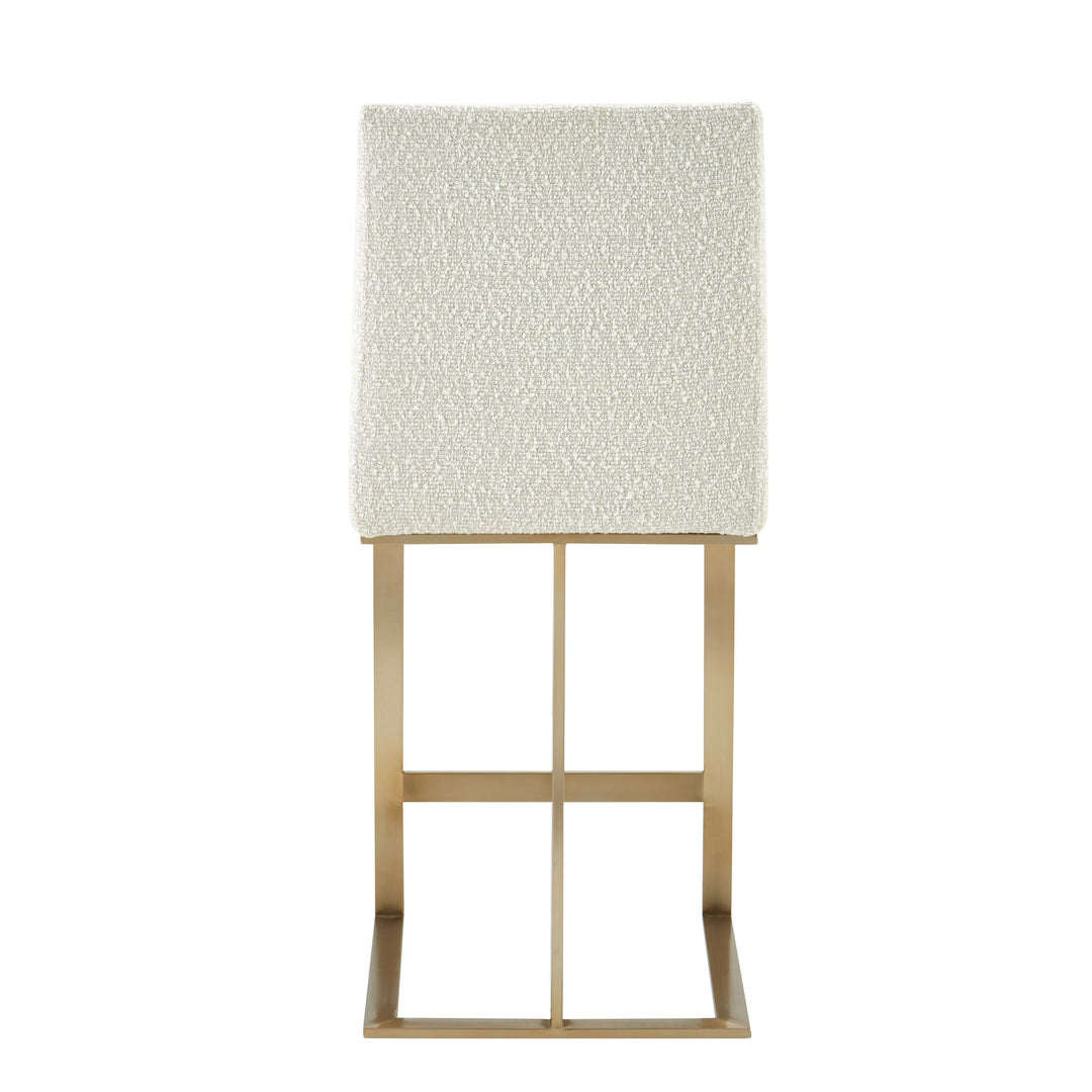 Frankie - Modern Off-White Fabric + Antique Brass Counter Chair