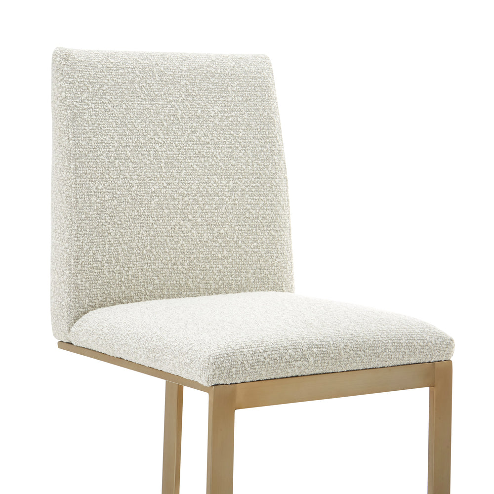 Frankie - Modern Off-White Fabric + Antique Brass Counter Chair - View 4