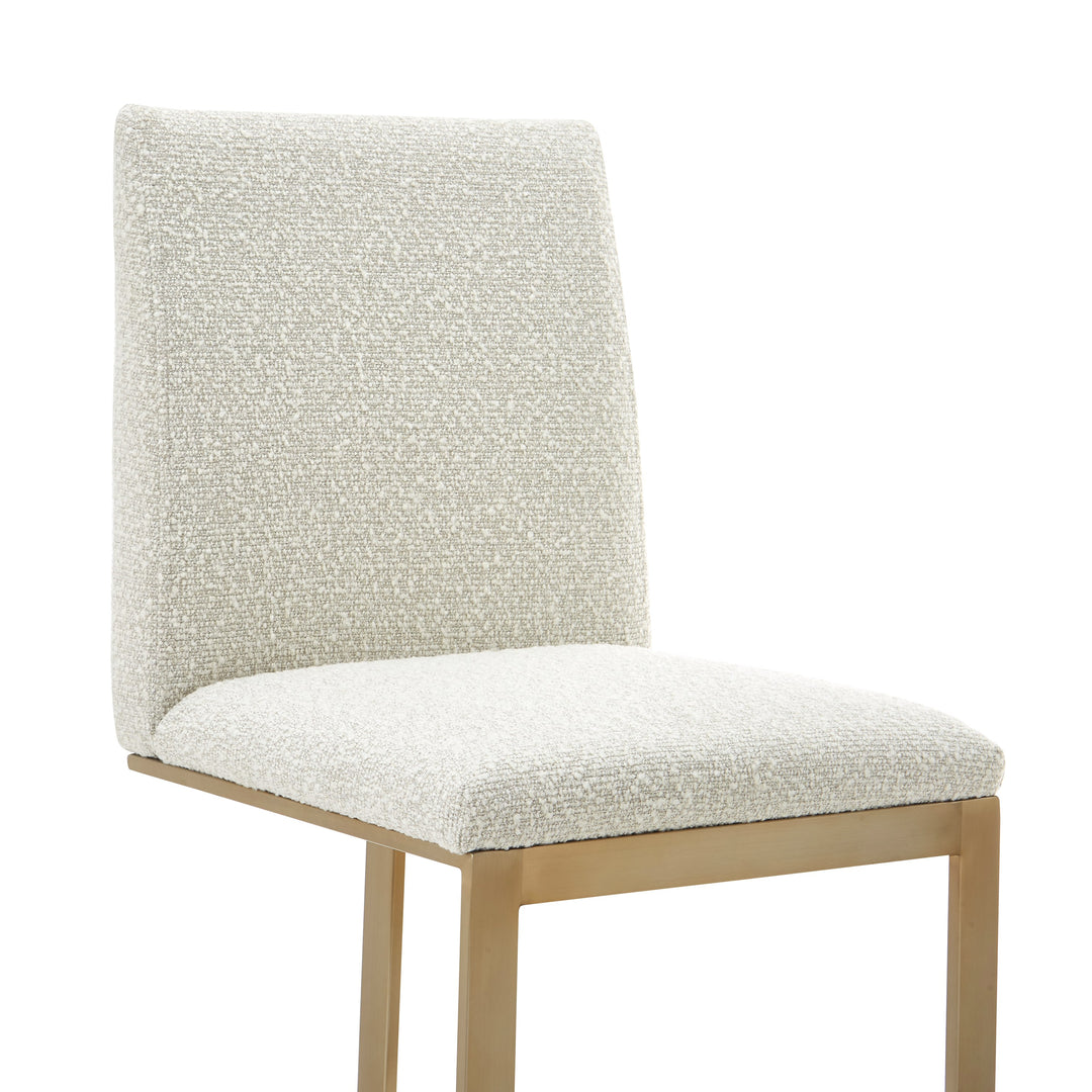 Frankie - Modern Off-White Fabric + Antique Brass Counter Chair