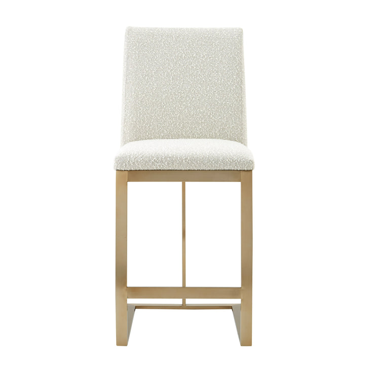 Frankie - Modern Off-White Fabric + Antique Brass Counter Chair