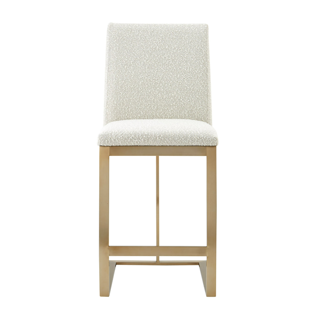 Frankie - Modern Off-White Fabric + Antique Brass Counter Chair