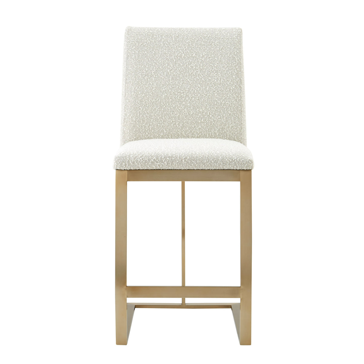 Frankie - Modern Off-White Fabric + Antique Brass Counter Chair - View 2