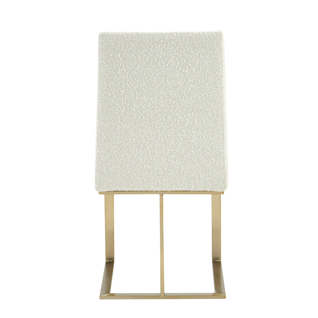 Frankie  Modern OffWhite Fabric + Antique Brass Dining Chair
