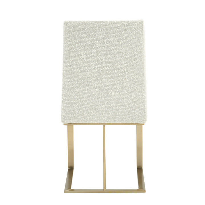 Frankie  Modern OffWhite Fabric + Antique Brass Dining Chair