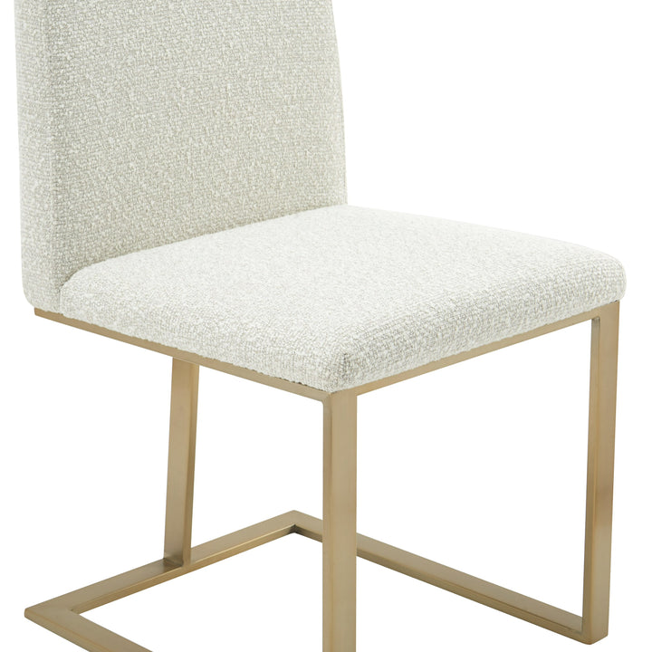 Frankie  Modern OffWhite Fabric + Antique Brass Dining Chair