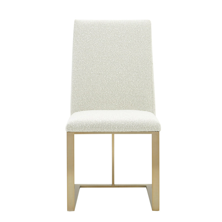 Frankie - Modern Off-White Fabric  Antique Brass Dining Chair