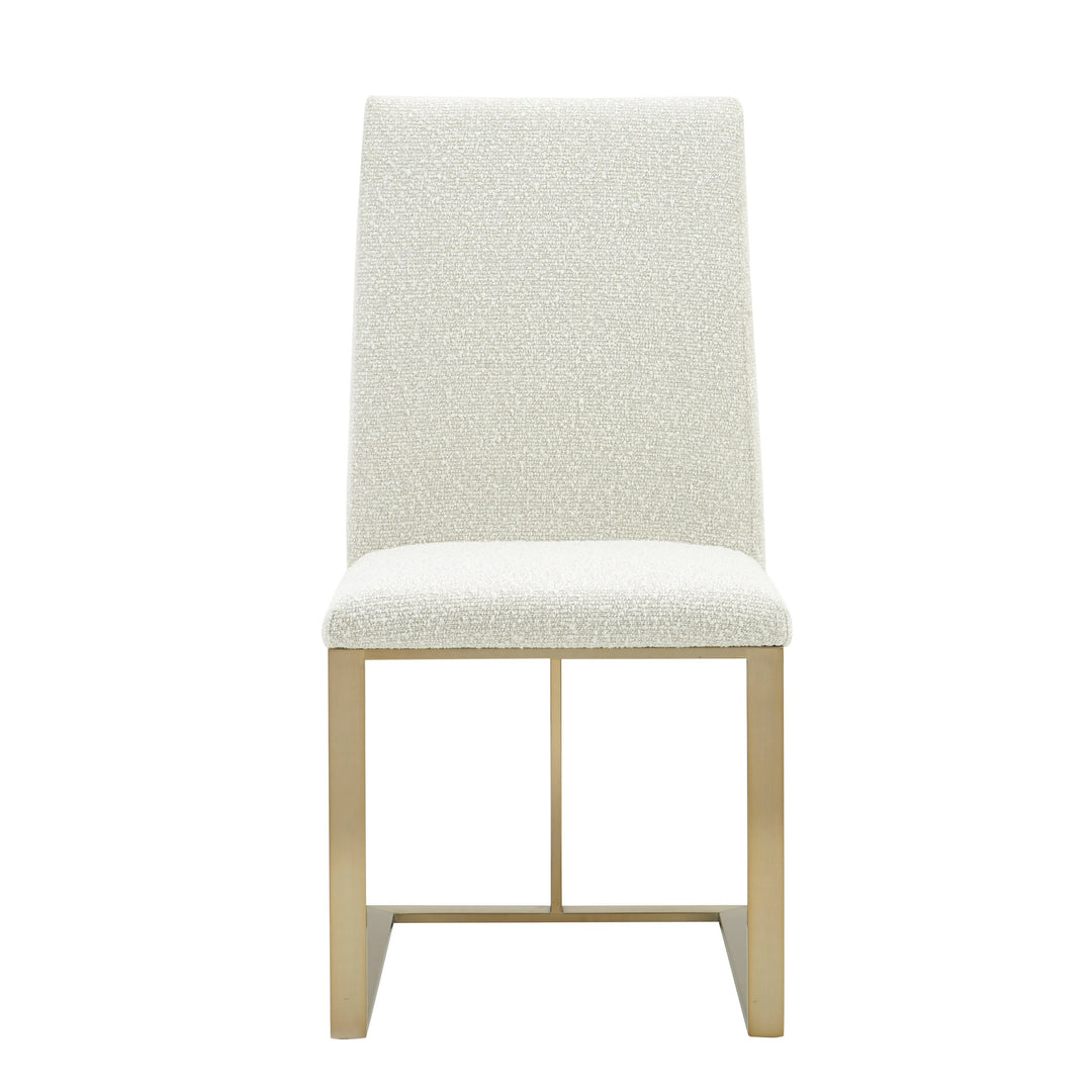 Frankie  Modern OffWhite Fabric + Antique Brass Dining Chair